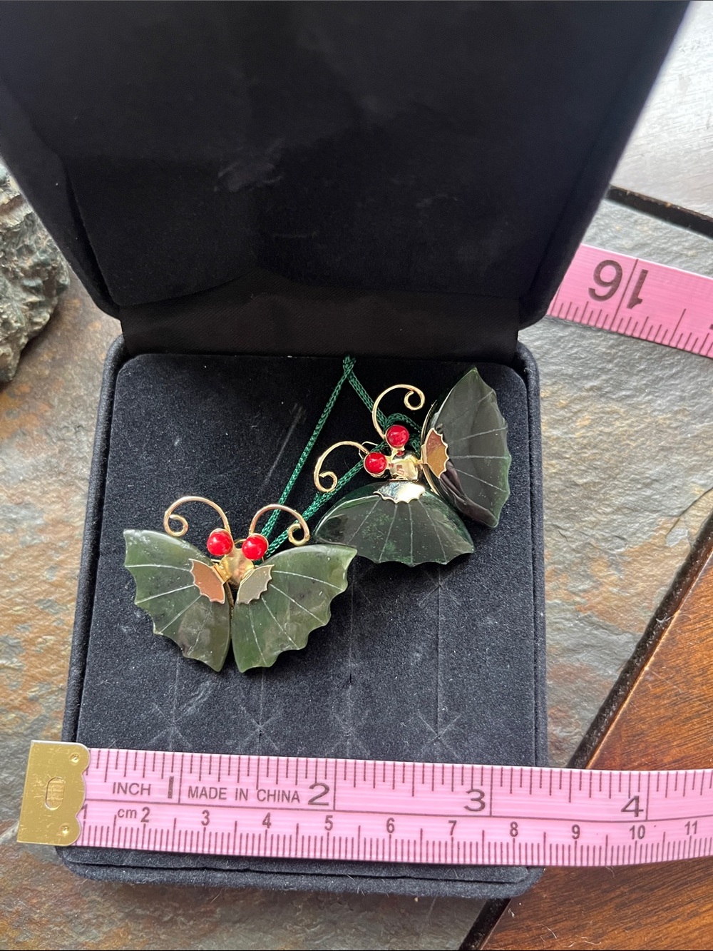 Butterfly jade brooch